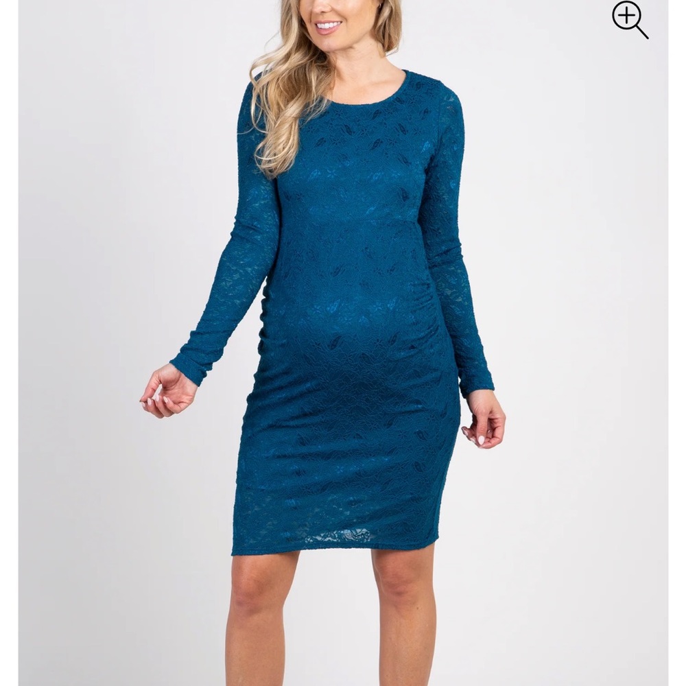 PinkBlush Teal Lace Maternity Dress